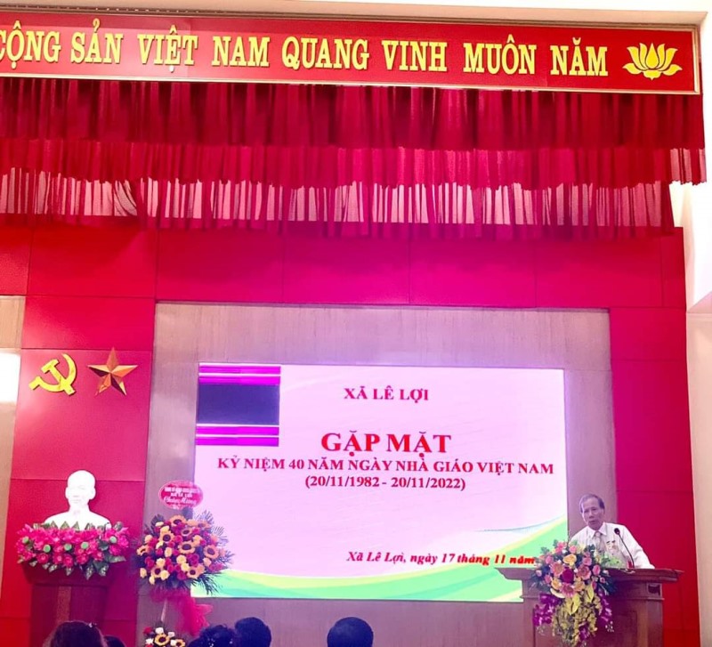 Ngày 17/11, xã Lê Lợi  tổ chức gặp mặt kỷ niệm 40 năm ngày nhà giáo Việt Nam (20/11/1982 – 20/11/2022).